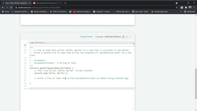 Day 0 : Hello World! | 10 Days of Javascript | Hackerrank