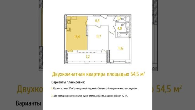 ЖК "Рассказово". Планировочные решения. Двухкомнатные квартиры