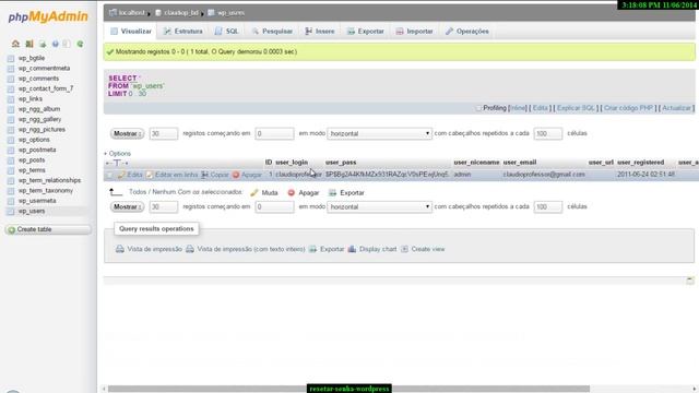 Como resetar a senha do Wordpress através do phpMyAdmin смотреть онлайн