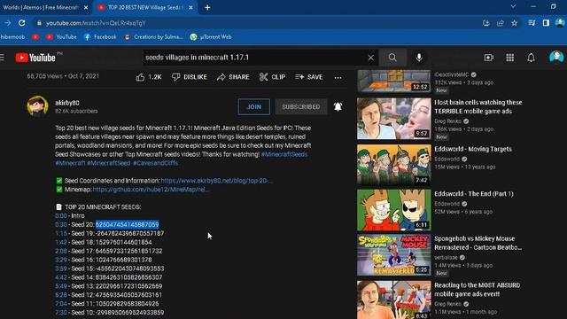 How to add seed in Aternos server