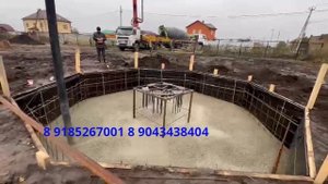 Заливка фундамента для водонапорной башни15 м3; 25 м3; 50 м3; 160 м3 общей высотой 25 метров.mp4