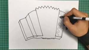 How to Draw an Accordion - Musical Instruments Drawing