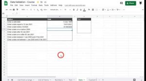 Validating  Dates, Creating Date Pickers in Google Sheets and more : Data Validation: Google Sheets