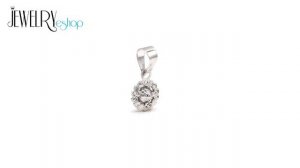 Jewelry – Pendant made of white 14K gold - glossy zircon flower in clear colour