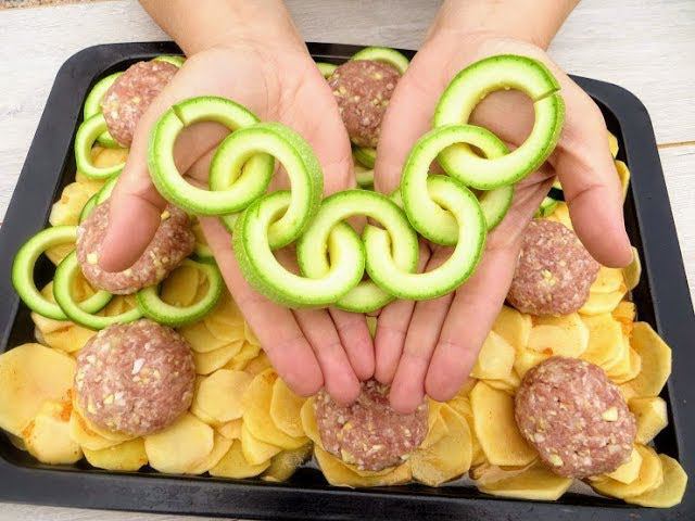Делаем цепочку из кабачков и получаем вкуснятину с фаршем / Cutlets with vegetables