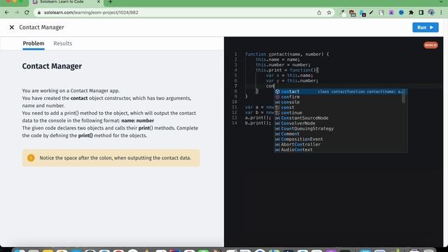 Contact Manager Sololearn Project JavaScript