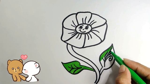 Балаларға арналған гүлдің суретін салу | Drawing Flower for Kids | Рисование цветов для детей смотреть онлайн