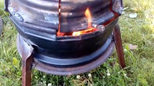 Печка под казан из автомобильных дисков