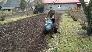 Мотоблок МТЗ-12 осенняя вспашка 2016.