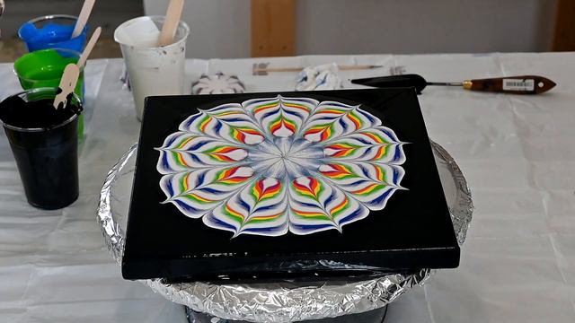 (976) HOW TO paint a FLOWER with ACRYLIC PAINT and PAPER NAPKIN ~ Reverse Flower Dip ~ Fluid Art смотреть онлайн