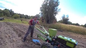 Конный плуг и дизельный  мотоблок. Пробую копать картофель.