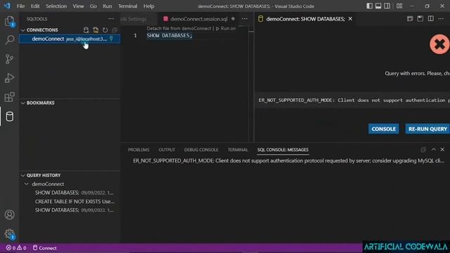 Create new MySql user from cmd and use in VS Code