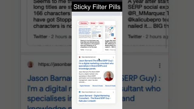 Sticky Filter Pills on Knowledge Panels - Brand SERP News from The Brand SERP Guy