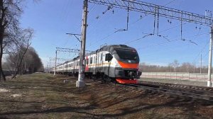 Встреча электропоездов ЭП2Д-0215 (ЦППК) приг. поезд №6515 + ЭП2Д-0183 (ЦППК) приг. поезд №6416.