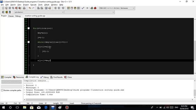 C Programming Tutorial (TAGALOG VERSION) - #39 Insertion Sort in C