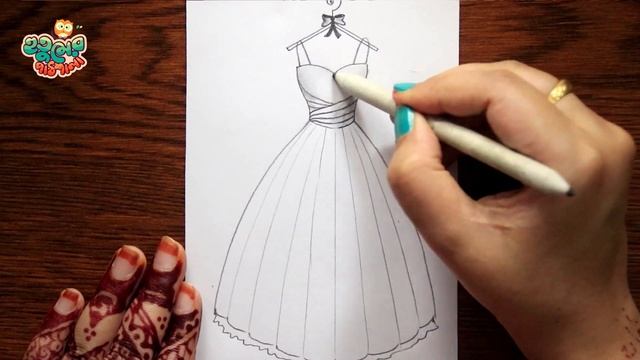 How to draw a beautiful Bridal dress very easy || Dress Drawing || كيفية رسم فتاة смотреть онлайн