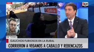 Eduardo Feinmann vs Activista Vegano que irrumpió en la Rural 