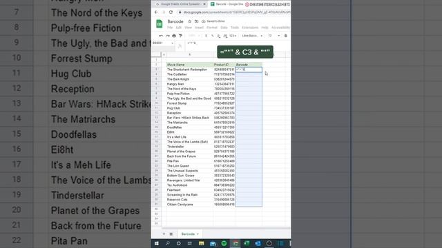 Excel formula for barcode trick