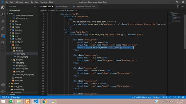 Codeigniter 3 Tutorial Part-9: Insert data into db with form validation & create table in mysqli