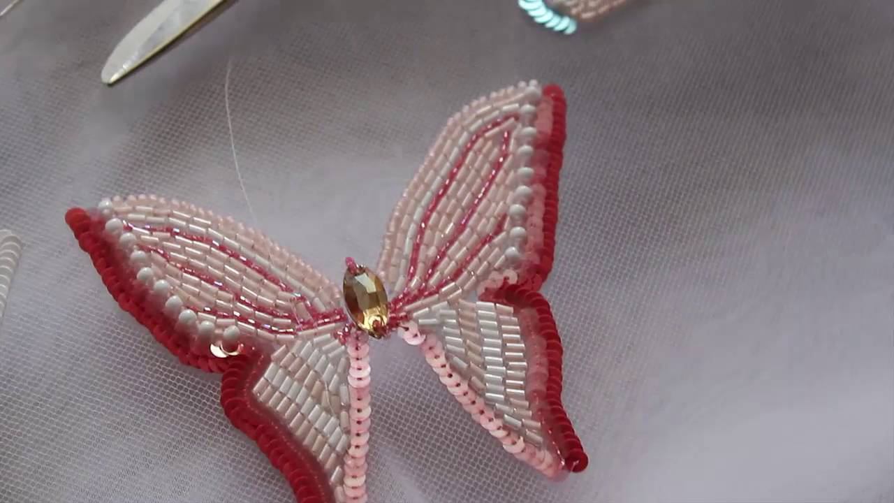 Вышивка бабочек люневильским крючком / Hand embroidery: Embroidery of butterflies Luneville hook