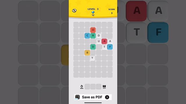 3 Letter 1 Word Match 3 Tiles Puzzle Game for iOS and Android mobiles and tablets