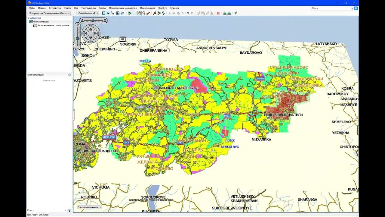 Пример карт для охоты в BaseCamp Garmin