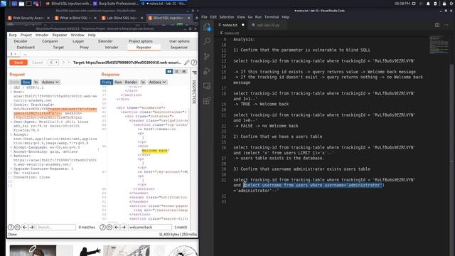 SQL Injection - Lab #11 Blind SQL injection with conditional responses