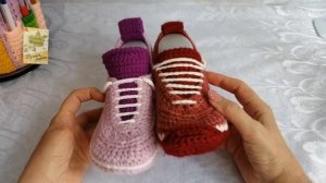 Тапочки - Кроссовки крючком! Crochet slippers.