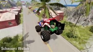 GRAVE DIGGER Monster Jam MADNESS Racing, Freestyle and High Speed Jumps | BeamNG Drive