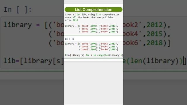 list comprehension publish after 2010 | python coder