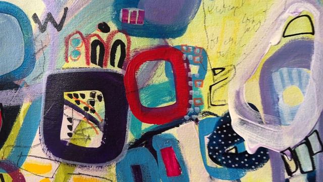 ART Long narrow original abstract INTEGRITY CONNECTS US by Darlene Watson.