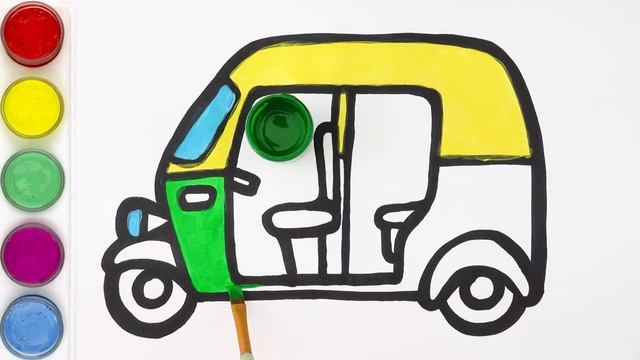 How to draw Auto Rickshaw | Drawing and painting | Art challenge for kids смотреть онлайн