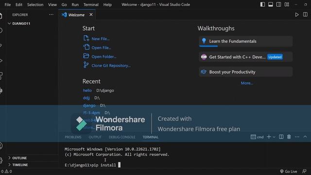 Django setup in visual studio code