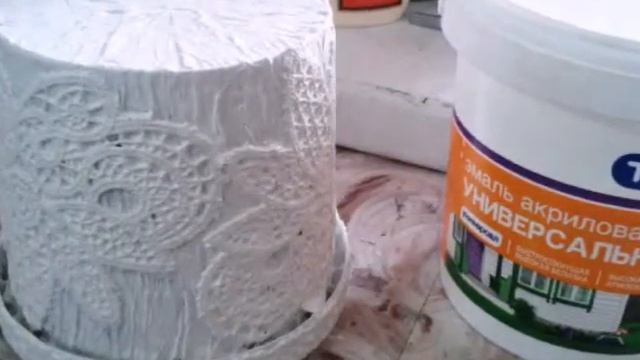 Цветочный горшок. Декор кружевом. Diy.