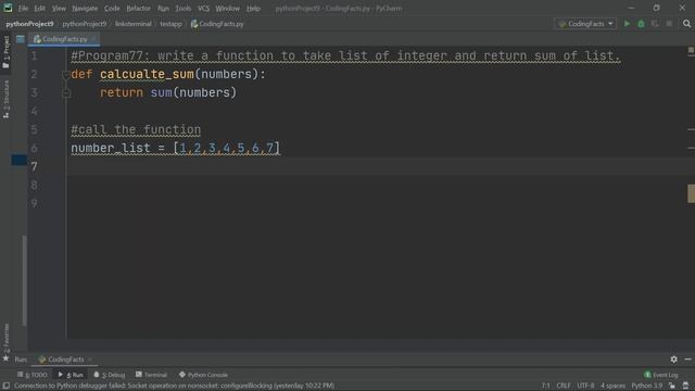 Sum Of Integer List | Program 77 | Solutions For Python 100 Exercises | CodingFacts