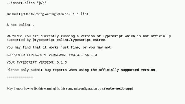A version of TypeScript which is not officially supported by @typescript-eslint/typescript-estree