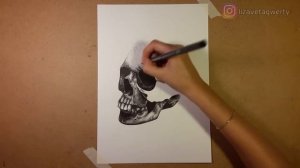 Быстрое рисование линером (маркером) "Череп". / Quick drawing liner "Skull".