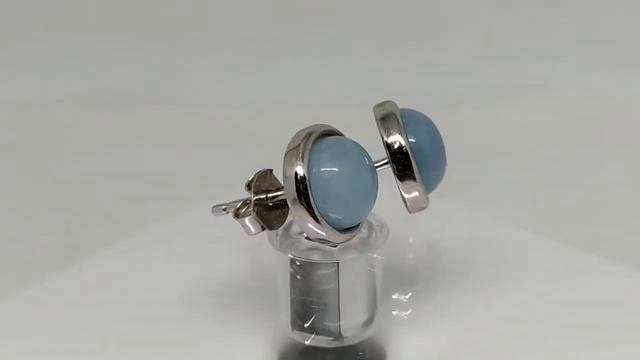 Серьги - пусеты с бразильскими аквамаринами 8 мм, LED освещение смотреть онлайн