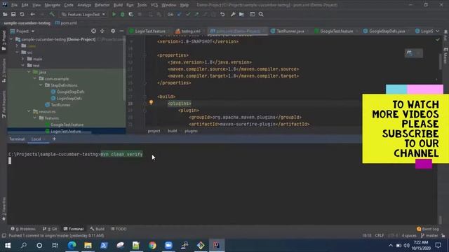Selenium Cucumber Framework - Use Maven Build Plugins to execute Cucumber tests from Command Line