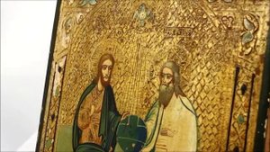 Икона старинная Троица Новозаветная. DR0092