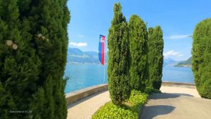 Gersau, a Swiss village with palm trees in the Swiss Alps 🇨🇭 Switzerland 4K