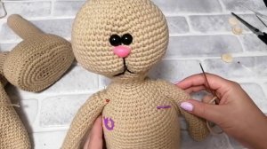 Заяц тильда, сборка и утяжка мордочки