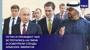 Путин и президент ОАЭ встретились на ПМЭФ и осмотрели стенды Арабских Эмиратов