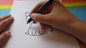 КАК нарисовать МИЛОГО КОТЁНКА подмигивающего? Простые рисунки для детей