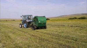 Пресcование сена на Мтз 80, с помощью пресс подборщика ПРФ М 145