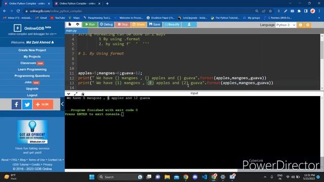 Day3 String formatting python - Take input #codewithzaid
