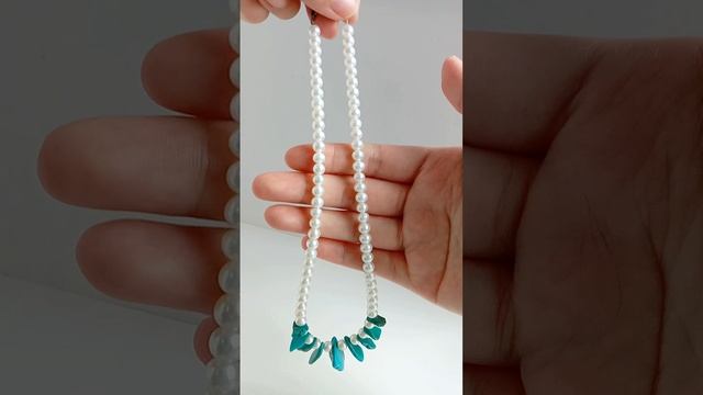 Natural turquoise with prettypearl smooth beads Healing Gemstone Necklace  20231013-04-08