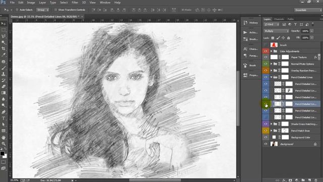 Pencil Sketch Art Photoshop Action Tutorial смотреть онлайн