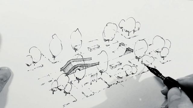 Ищу минимализм в ландшафтной графике. Ландшафтная архитектура, аксонометрия. Эдуард Кичигин