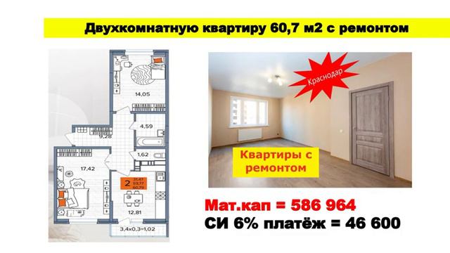 Купить квартиру за материнский капитал Обзор квартир Краснодар #купитьквартиру #квартирысремонтом